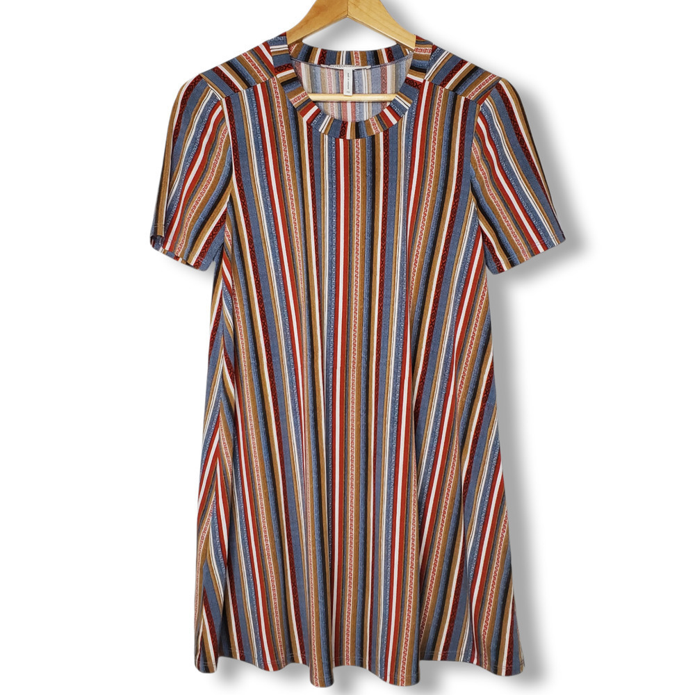 BCBGeneration Short Sleeve Mini Swing Dress Striped Size XS